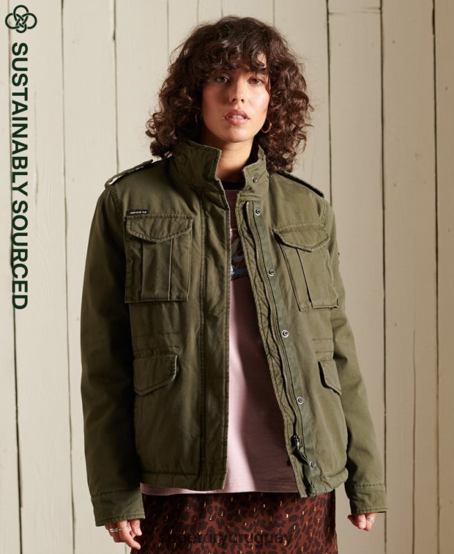 uy Superdry mujer chaqueta militar premium m65 verde DT2N8Z5595 ropa