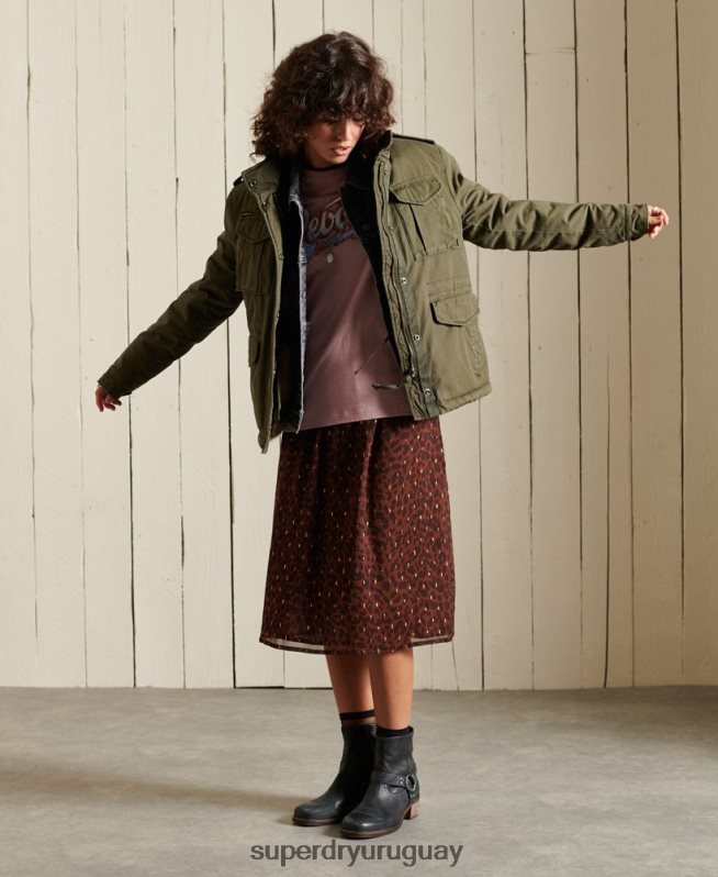 uy Superdry mujer chaqueta militar premium m65 verde DT2N8Z5595 ropa