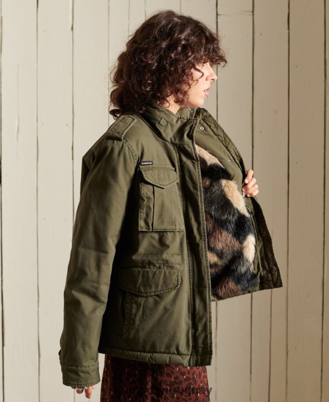 uy Superdry mujer chaqueta militar premium m65 verde DT2N8Z5595 ropa
