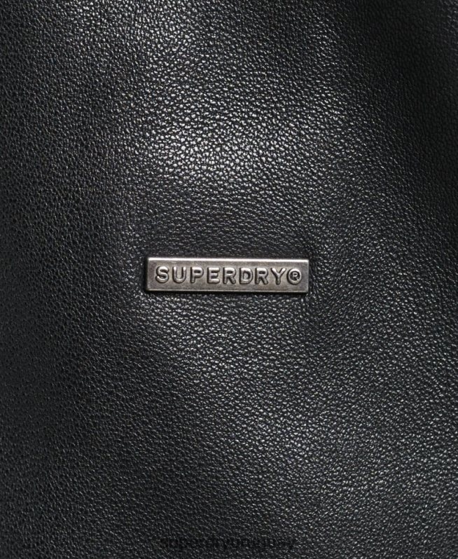 uy Superdry mujer chaqueta motera de cuero vintage gris oscuro DT2N8Z3819 ropa