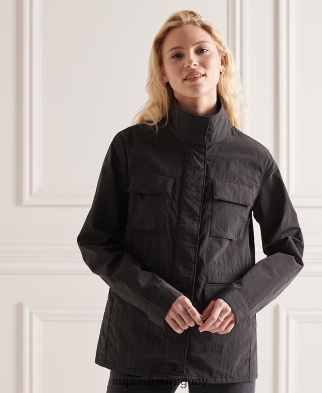 uy Superdry mujer chaqueta ripstop con 6 bolsillos negro DT2N8Z5641 ropa