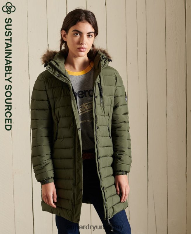 uy Superdry mujer chaqueta súper fuji caqui DT2N8Z3836 ropa