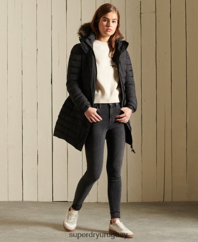 uy Superdry mujer chaqueta súper fuji negro DT2N8Z3847 ropa