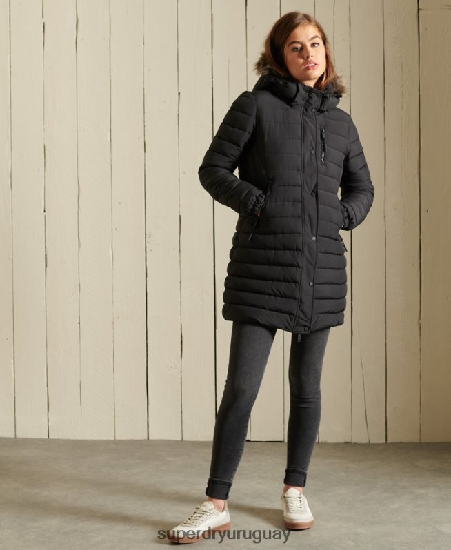 uy Superdry mujer chaqueta súper fuji negro DT2N8Z3847 ropa