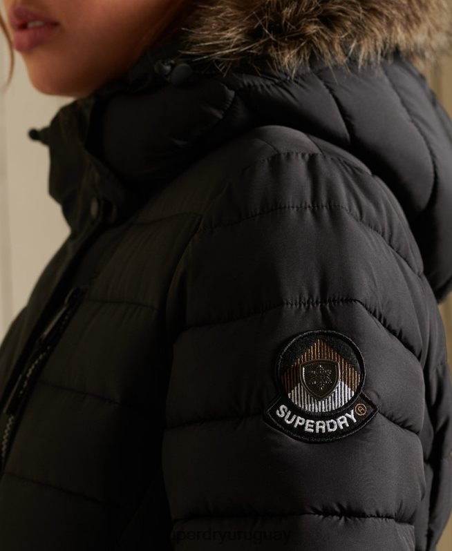 uy Superdry mujer chaqueta súper fuji negro DT2N8Z3847 ropa