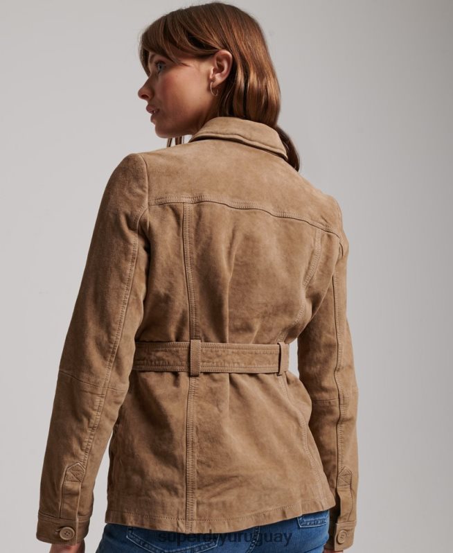uy Superdry mujer chaqueta safari de ante studios beige DT2N8Z3522 ropa