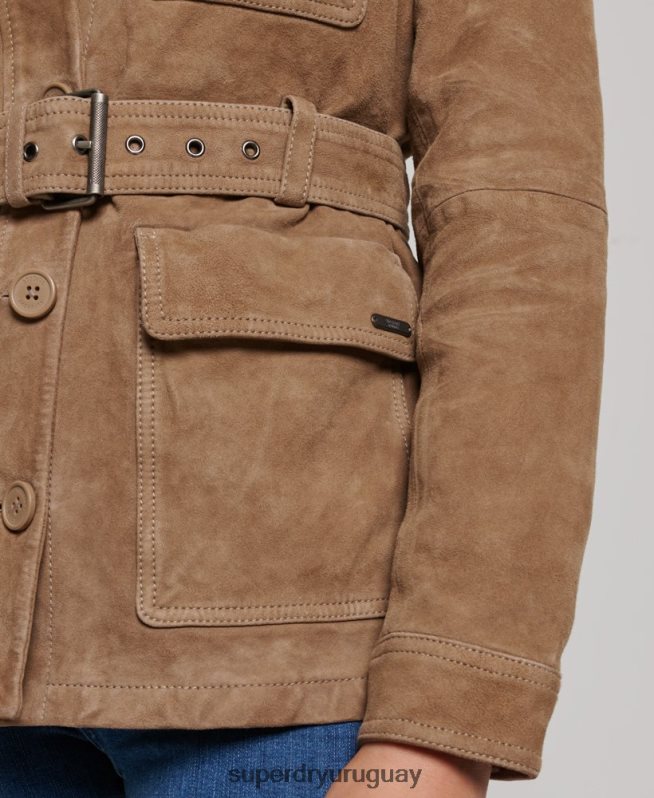uy Superdry mujer chaqueta safari de ante studios beige DT2N8Z3522 ropa