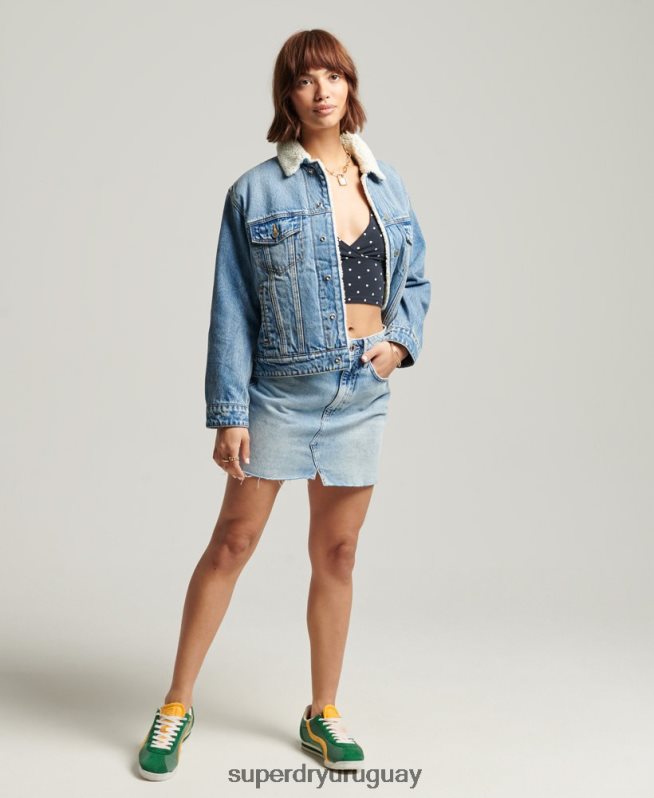 uy Superdry mujer chaqueta sherpa de novio azul claro DT2N8Z5680 ropa