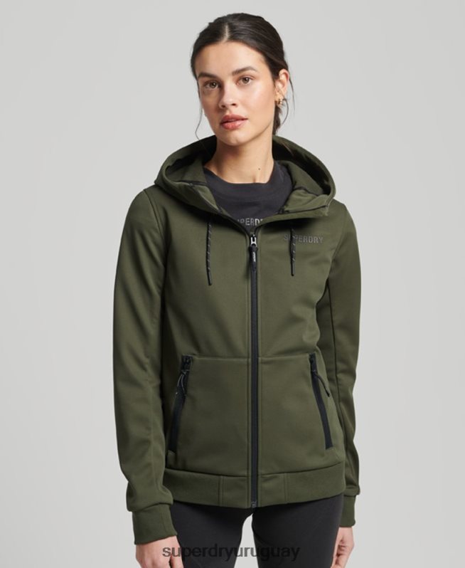 uy Superdry mujer chaqueta softshell de tecnología caqui DT2N8Z5614 ropa