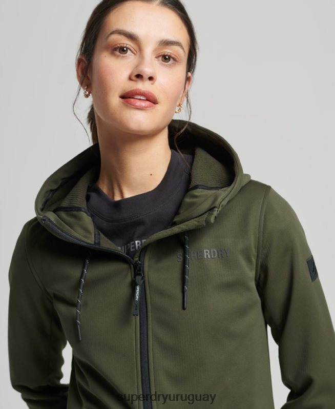 uy Superdry mujer chaqueta softshell de tecnología caqui DT2N8Z5614 ropa