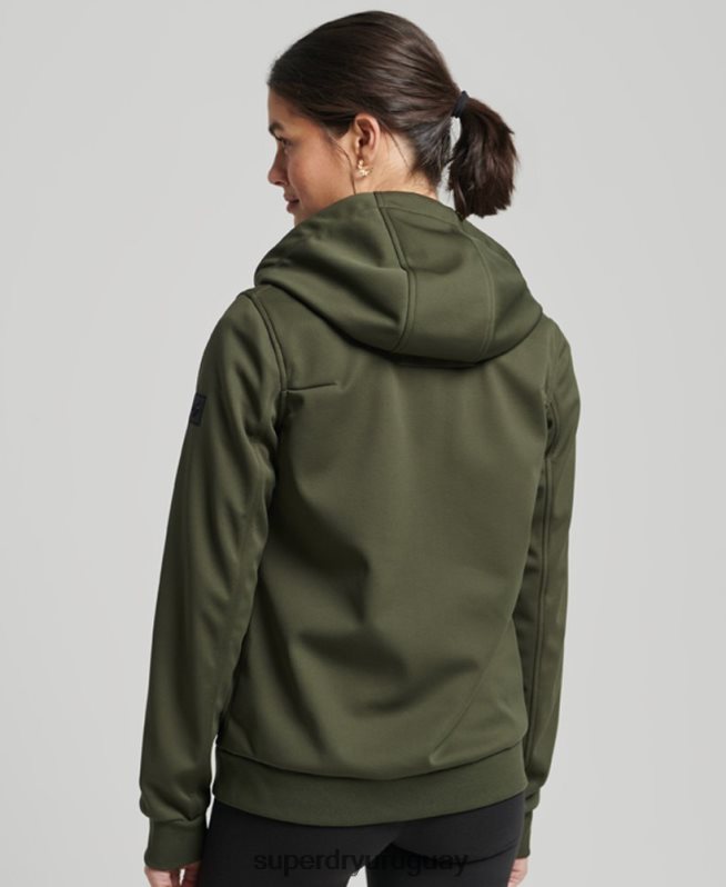 uy Superdry mujer chaqueta softshell de tecnología caqui DT2N8Z5614 ropa