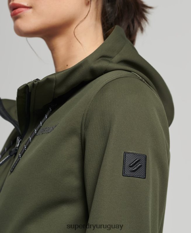 uy Superdry mujer chaqueta softshell de tecnología caqui DT2N8Z5614 ropa