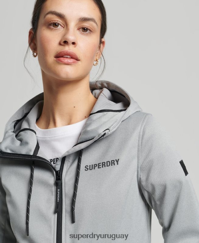 uy Superdry mujer chaqueta softshell de tecnología gris DT2N8Z5411 ropa