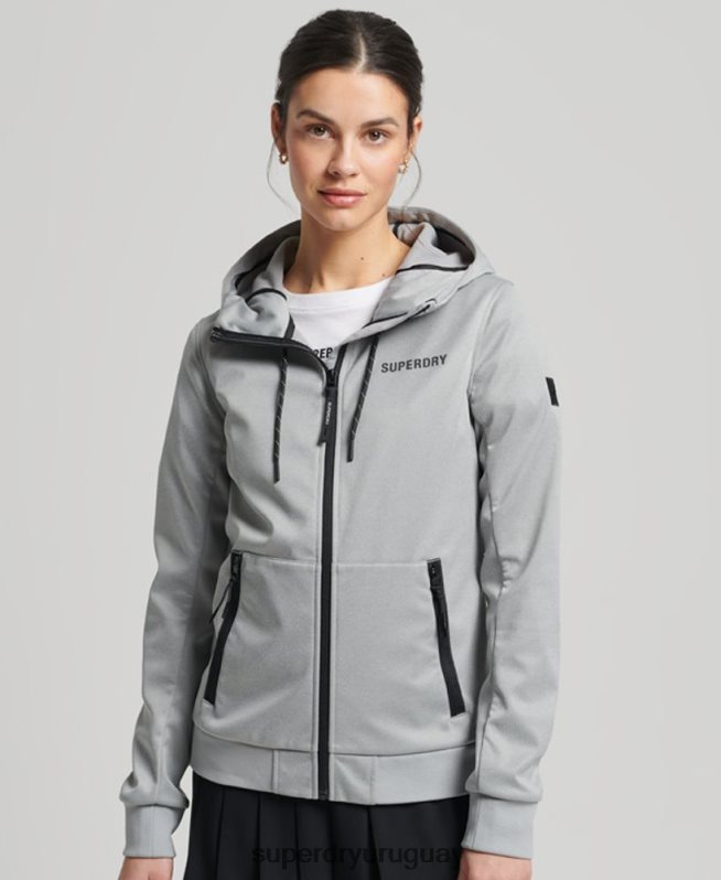 uy Superdry mujer chaqueta softshell de tecnología gris DT2N8Z5411 ropa