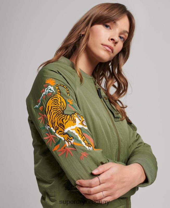 uy Superdry mujer chaqueta suikajan militar vintage caqui DT2N8Z3523 ropa
