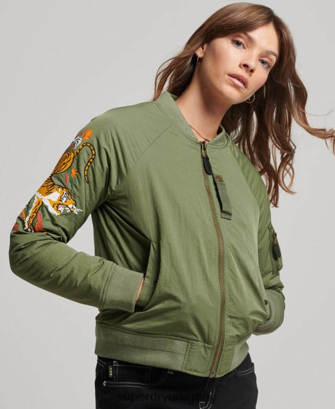 uy Superdry mujer chaqueta suikajan militar vintage caqui DT2N8Z3523 ropa