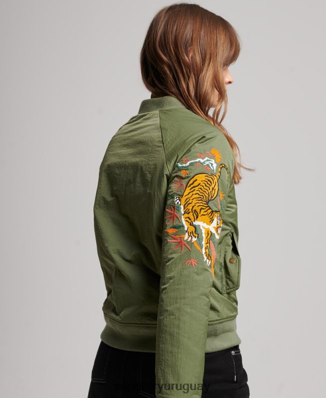 uy Superdry mujer chaqueta suikajan militar vintage caqui DT2N8Z3523 ropa