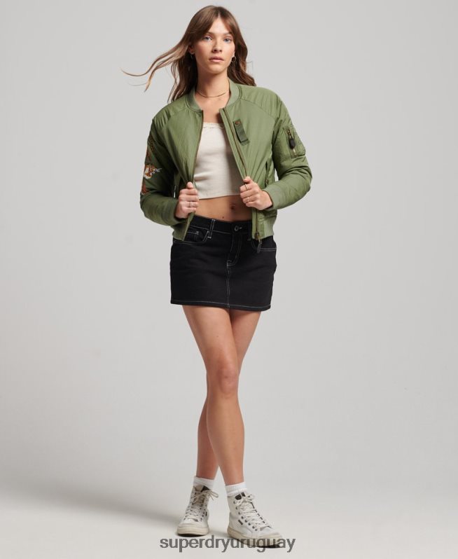 uy Superdry mujer chaqueta suikajan militar vintage caqui DT2N8Z3523 ropa