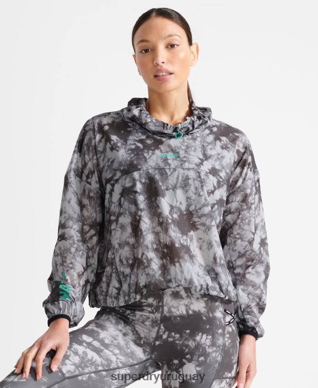 uy Superdry mujer correr capa de lluvia ligera gris DT2N8Z5665 ropa