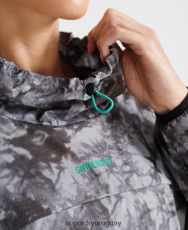 uy Superdry mujer correr capa de lluvia ligera gris DT2N8Z5665 ropa
