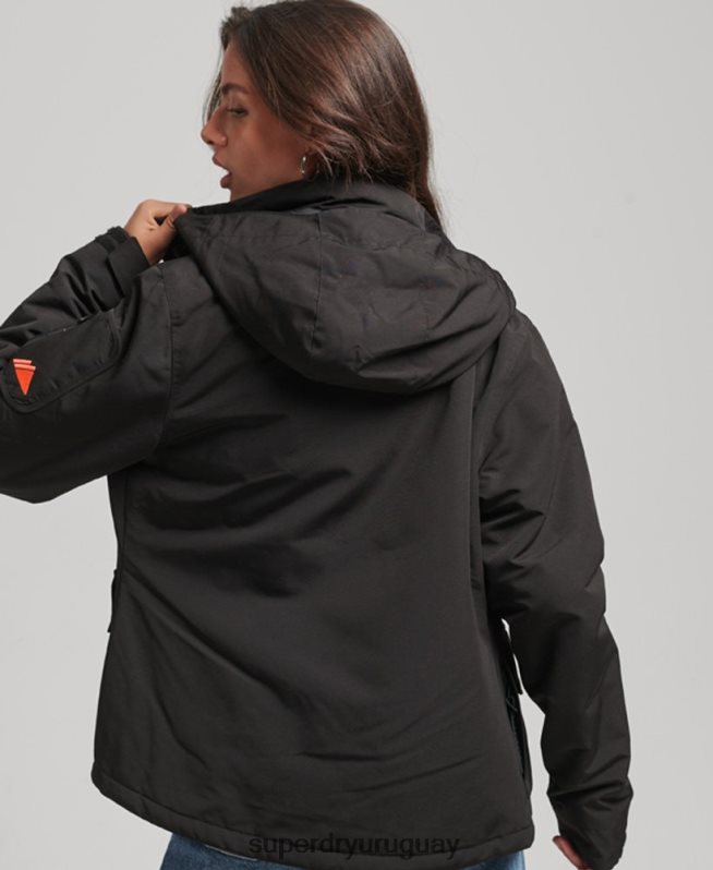 uy Superdry mujer cortavientos con capucha ultimate sd negro DT2N8Z3665 ropa