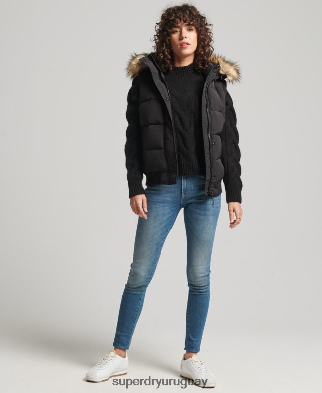 uy Superdry mujer ella chaleco negro DT2N8Z5533 ropa