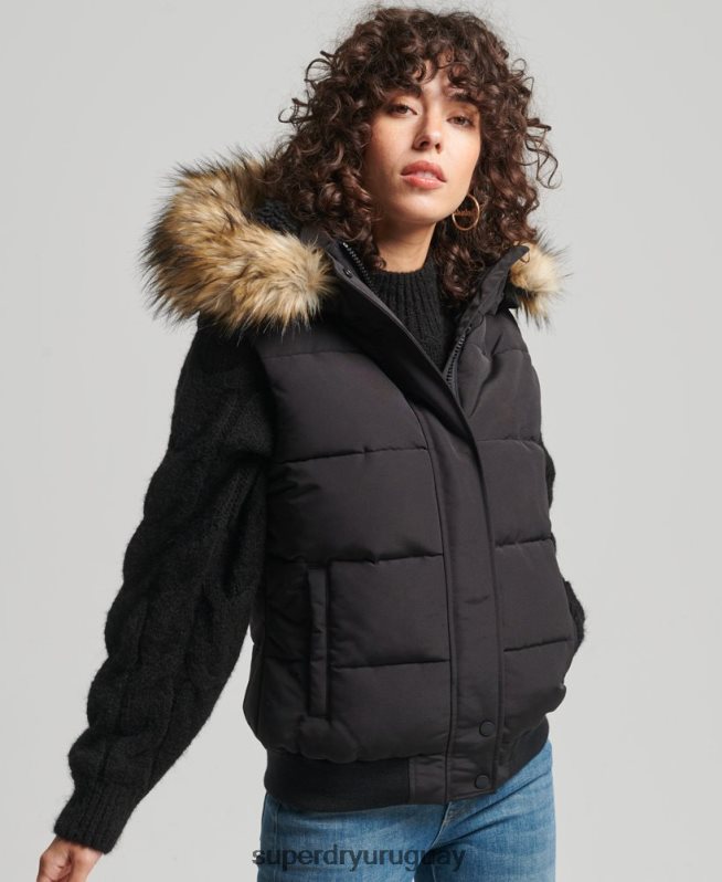 uy Superdry mujer ella chaleco negro DT2N8Z5533 ropa