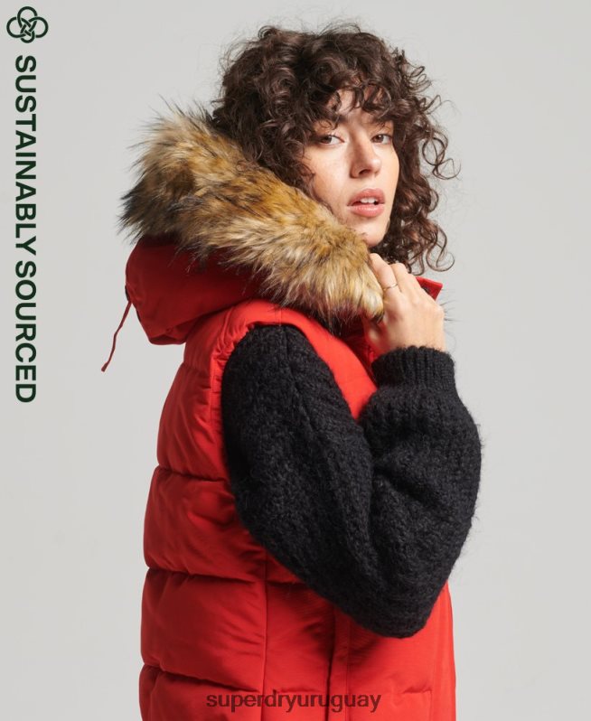 uy Superdry mujer ella chaleco rojo DT2N8Z5534 ropa
