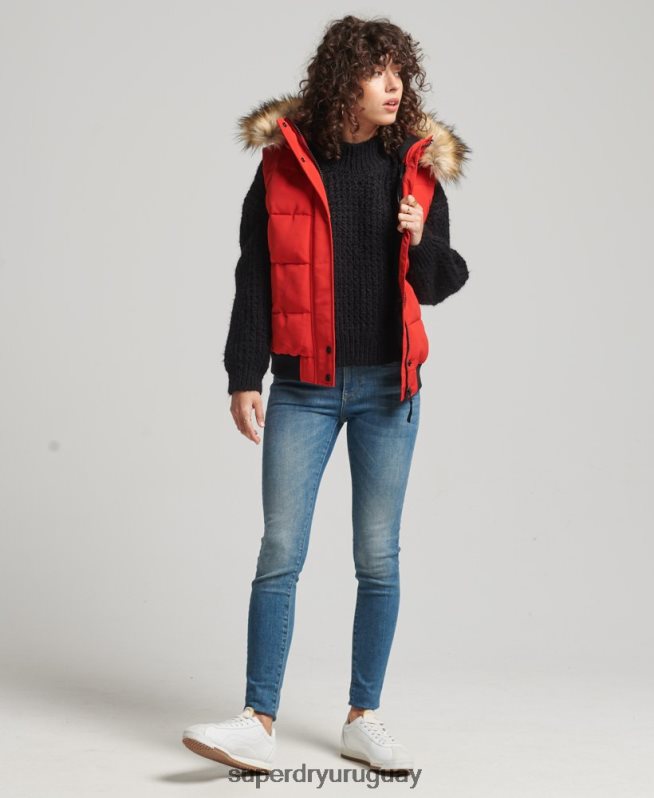 uy Superdry mujer ella chaleco rojo DT2N8Z5534 ropa