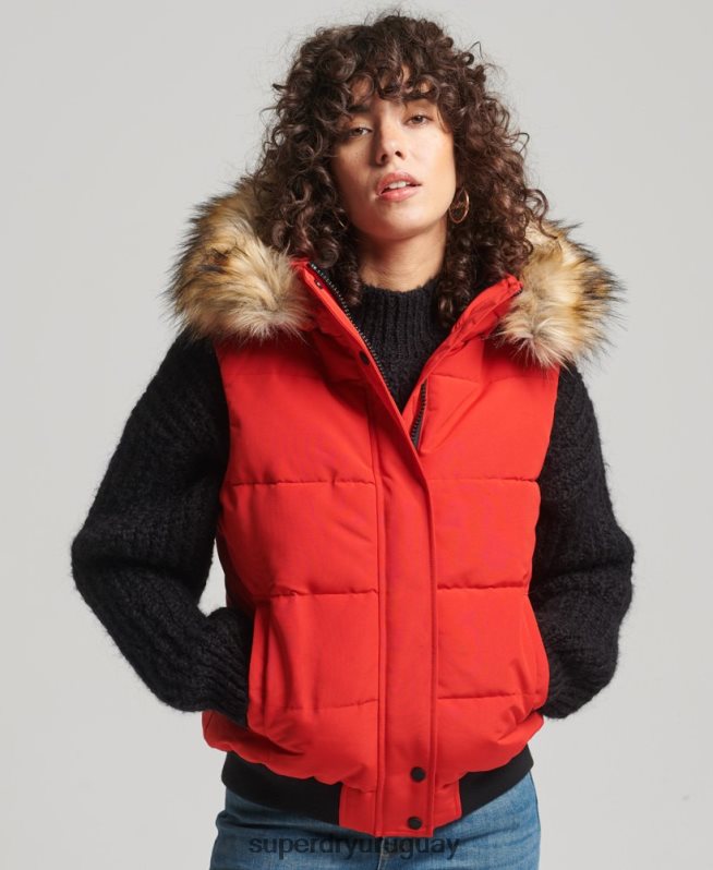 uy Superdry mujer ella chaleco rojo DT2N8Z5534 ropa