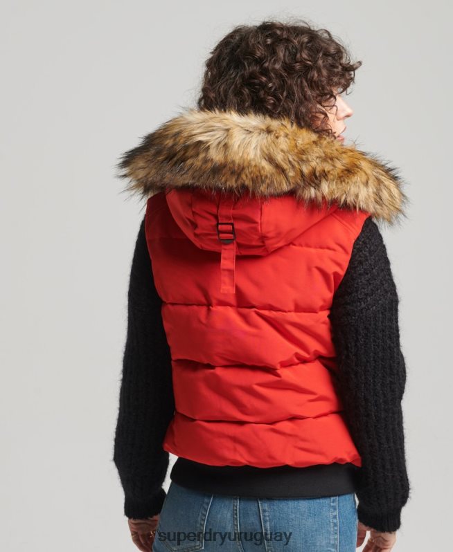 uy Superdry mujer ella chaleco rojo DT2N8Z5534 ropa