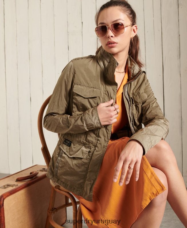 uy Superdry mujer nueva chaqueta militar m65 beige DT2N8Z5657 ropa