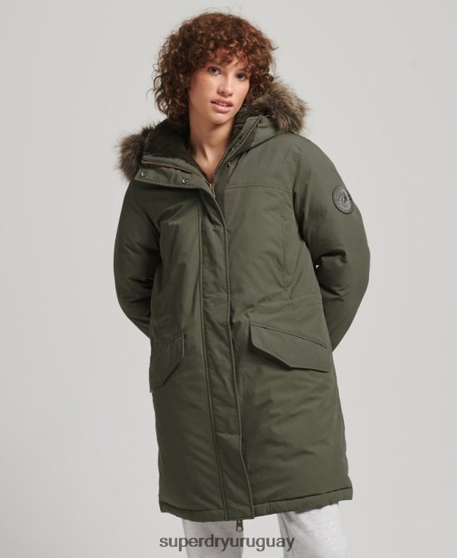 uy Superdry mujer parka abajo del everest caqui DT2N8Z3599 ropa