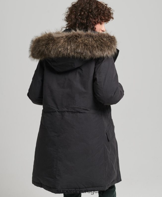 uy Superdry mujer parka abajo del everest negro DT2N8Z3598 ropa