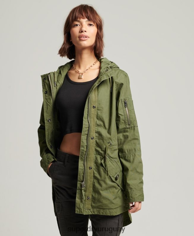 uy Superdry mujer parka de campo caqui DT2N8Z5433 ropa