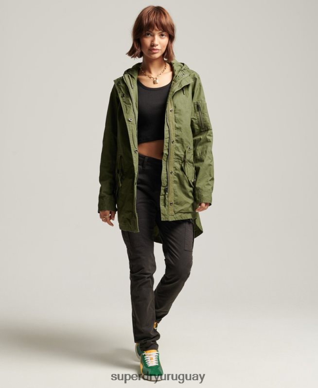 uy Superdry mujer parka de campo caqui DT2N8Z5433 ropa