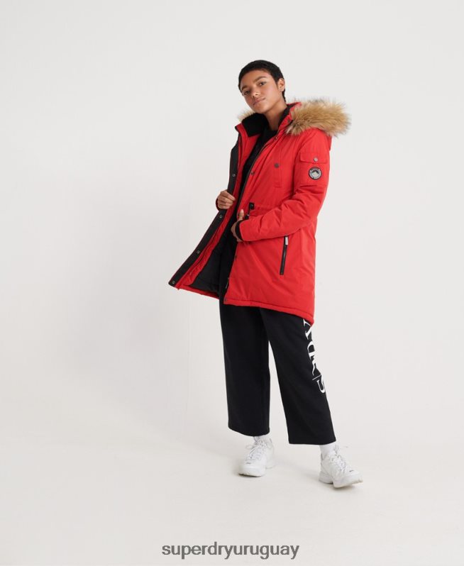 uy Superdry mujer parka de microfibra nadare rojo DT2N8Z5643 ropa