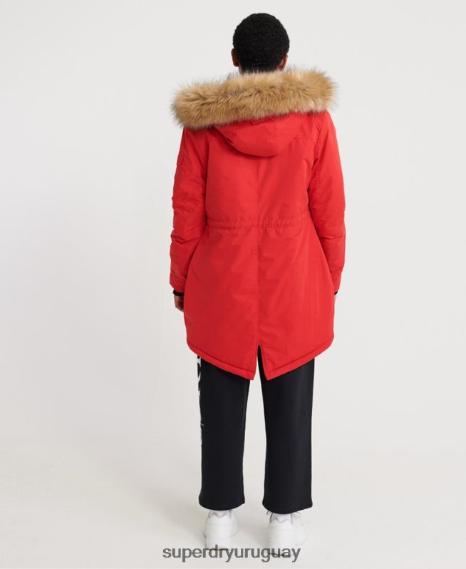 uy Superdry mujer parka de microfibra nadare rojo DT2N8Z5643 ropa