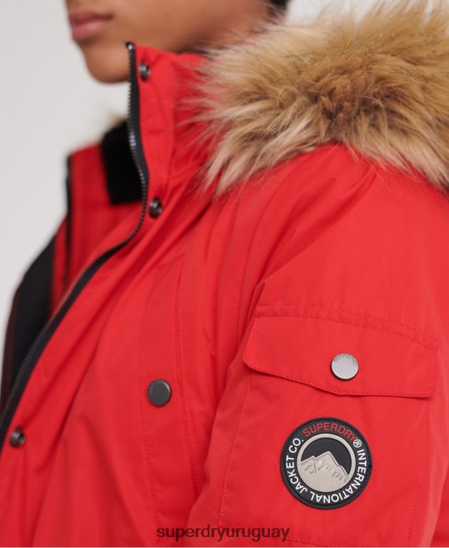 uy Superdry mujer parka de microfibra nadare rojo DT2N8Z5643 ropa