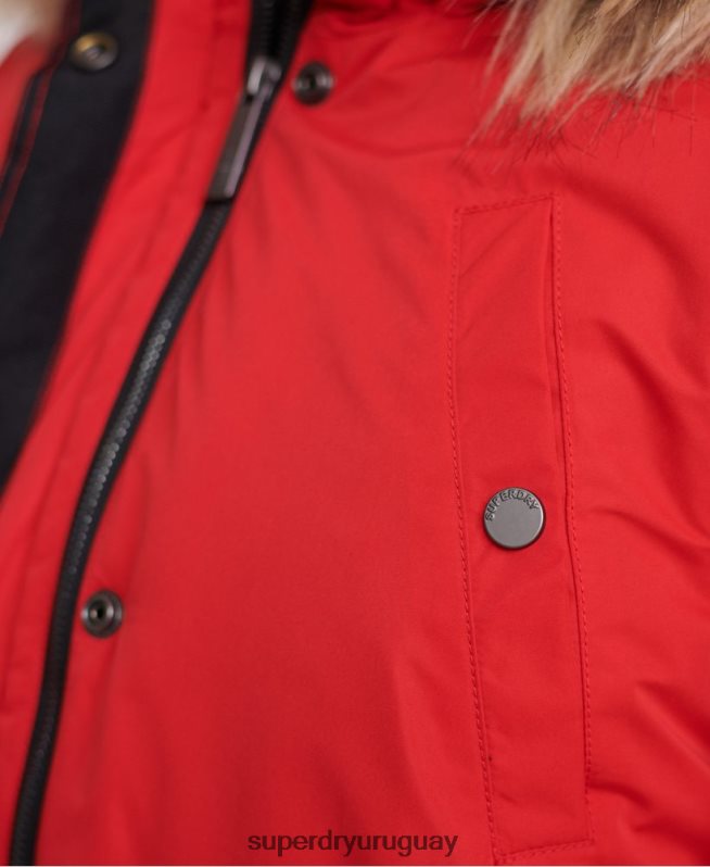 uy Superdry mujer parka de microfibra nadare rojo DT2N8Z5643 ropa