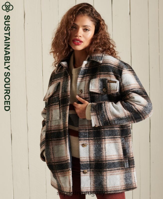 uy Superdry mujer sobrecamisa chaqueta gris DT2N8Z5485 ropa