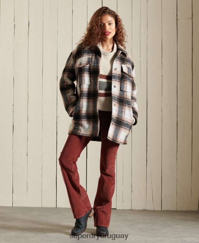 uy Superdry mujer sobrecamisa chaqueta gris DT2N8Z5485 ropa