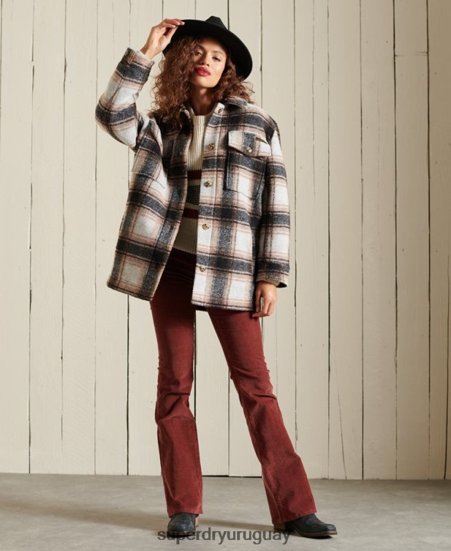 uy Superdry mujer sobrecamisa chaqueta gris DT2N8Z5485 ropa