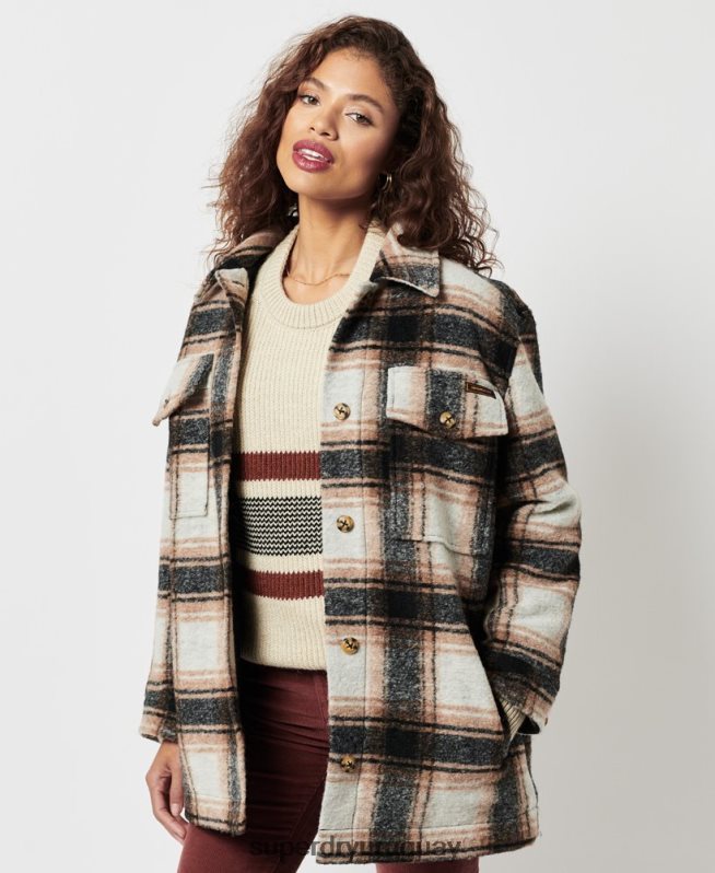 uy Superdry mujer sobrecamisa chaqueta gris DT2N8Z5485 ropa