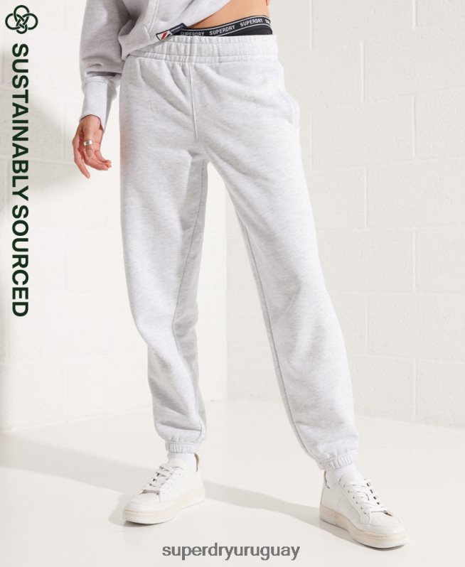 uy Superdry mujer Joggers Code Essential de algodón orgánico gris claro DT2N8Z6682 ropa
