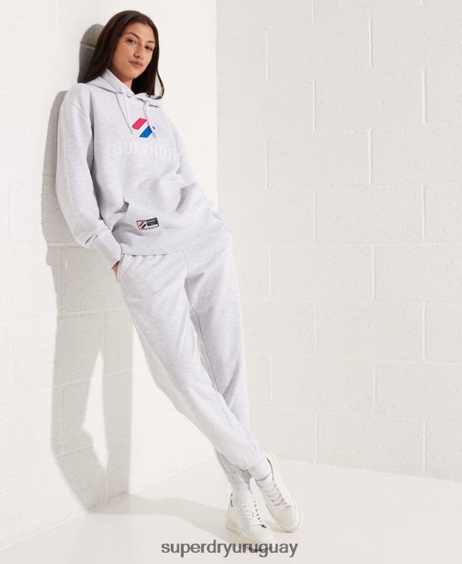 uy Superdry mujer Joggers Code Essential de algodón orgánico gris claro DT2N8Z6682 ropa
