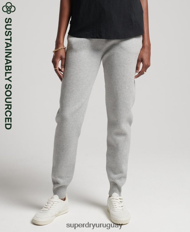 uy Superdry mujer Joggers básicos de algodón orgánico gris claro DT2N8Z6663 ropa
