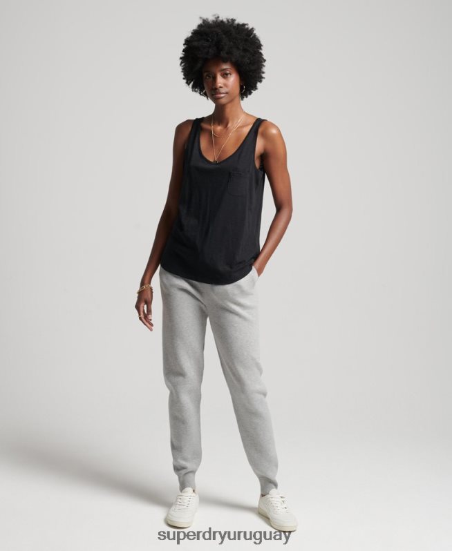 uy Superdry mujer Joggers básicos de algodón orgánico gris claro DT2N8Z6663 ropa
