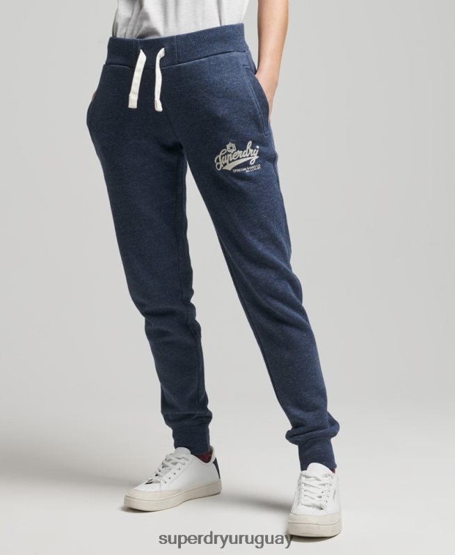 uy Superdry mujer Joggers universitarios estilo script vintage Armada DT2N8Z6714 ropa