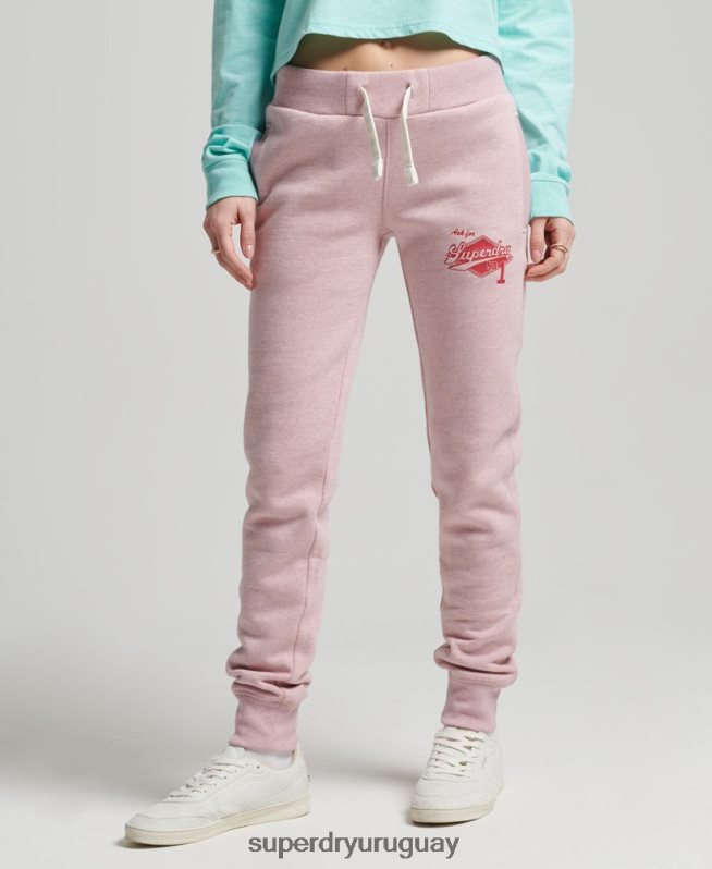 uy Superdry mujer Joggers universitarios estilo script vintage rosa DT2N8Z6577 ropa